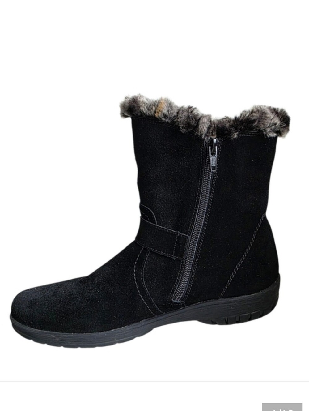 Remonte by Rieker Black Suede Fur Lined Ankle Boots EU 39 Winter Zip Booties - Picture 3 of 10
